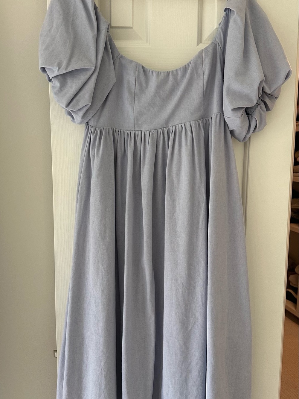 Worth Collective Pale Blue Puff Sleeve Prairie Dress